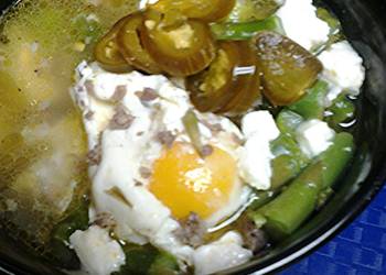Fresh, Prepare Recipe Sausage asparagus and egg soup Yummy