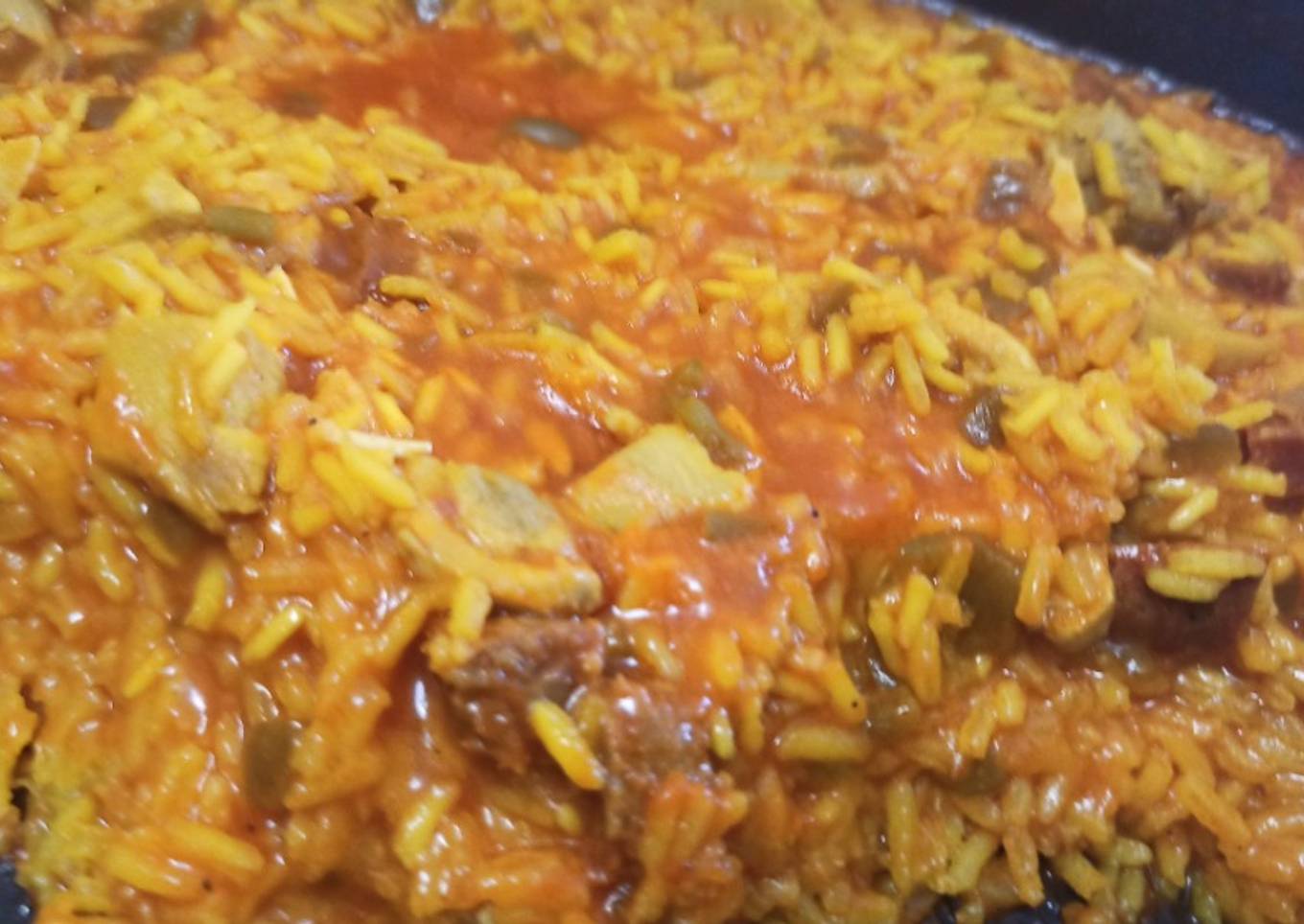 Paella (o arroz...) con pollo y chorizo