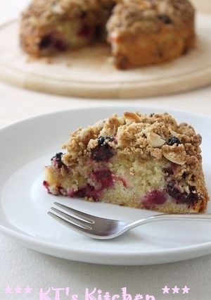 A picture of Apple & Blackberry Crumble Cake.