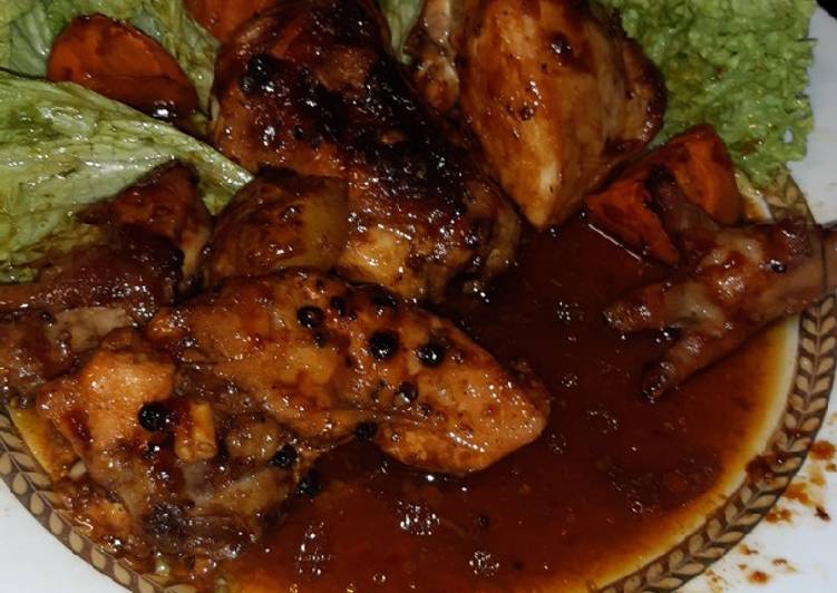 Langkah Langkah Memasak Ayam Panggang 🍗🍗 BBQ+honey+Blackpepper yang Bergizi