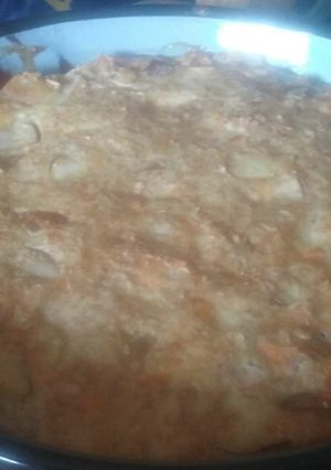 Una foto de Tortilla de huevo, manzana, zanahoria y albumina