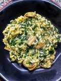 Risotto de champiñones y espinaca