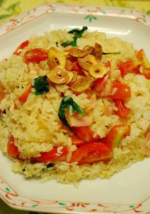 A picture of Basil and Tomato Garlic Rice.