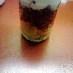 A picture of low cal strawberry banana smoothie.