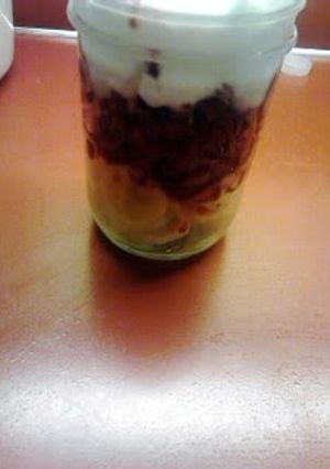 A picture of low cal strawberry banana smoothie.