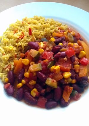 A picture of Vickys Slow-Cook Vegetable Chilli, GF DF EF SF NF.