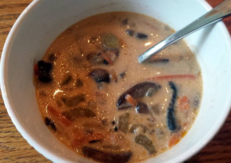 Steps to Make Super Quick Homemade Creamy mushroom and wild rice soup