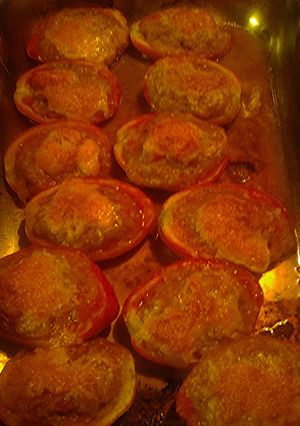 A picture of Stuffed roma tomatoes.