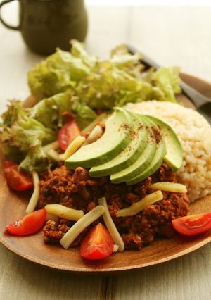 A picture of Tofu Vegetarian Taco Rice.