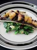 Sautéed Trout Filet Topped with Apple Mostardo and Garlicky Collard Greens