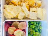 Toddler lunch idea Fish, fruit and veg