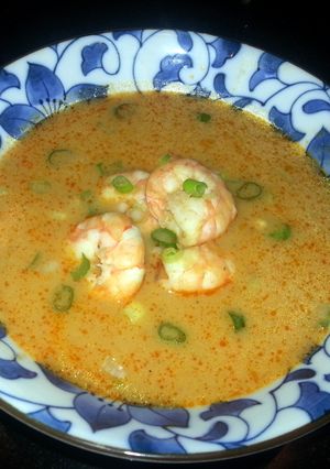 A picture of Thai Eggplant Curry Shrimp Soup.