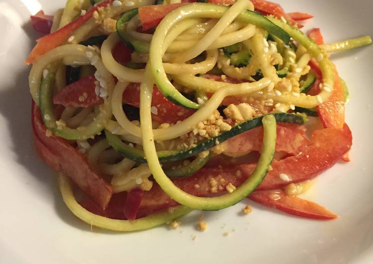 Simple Way to Make Perfect Zucchini Noodles With Sesame Peanut Sauce
