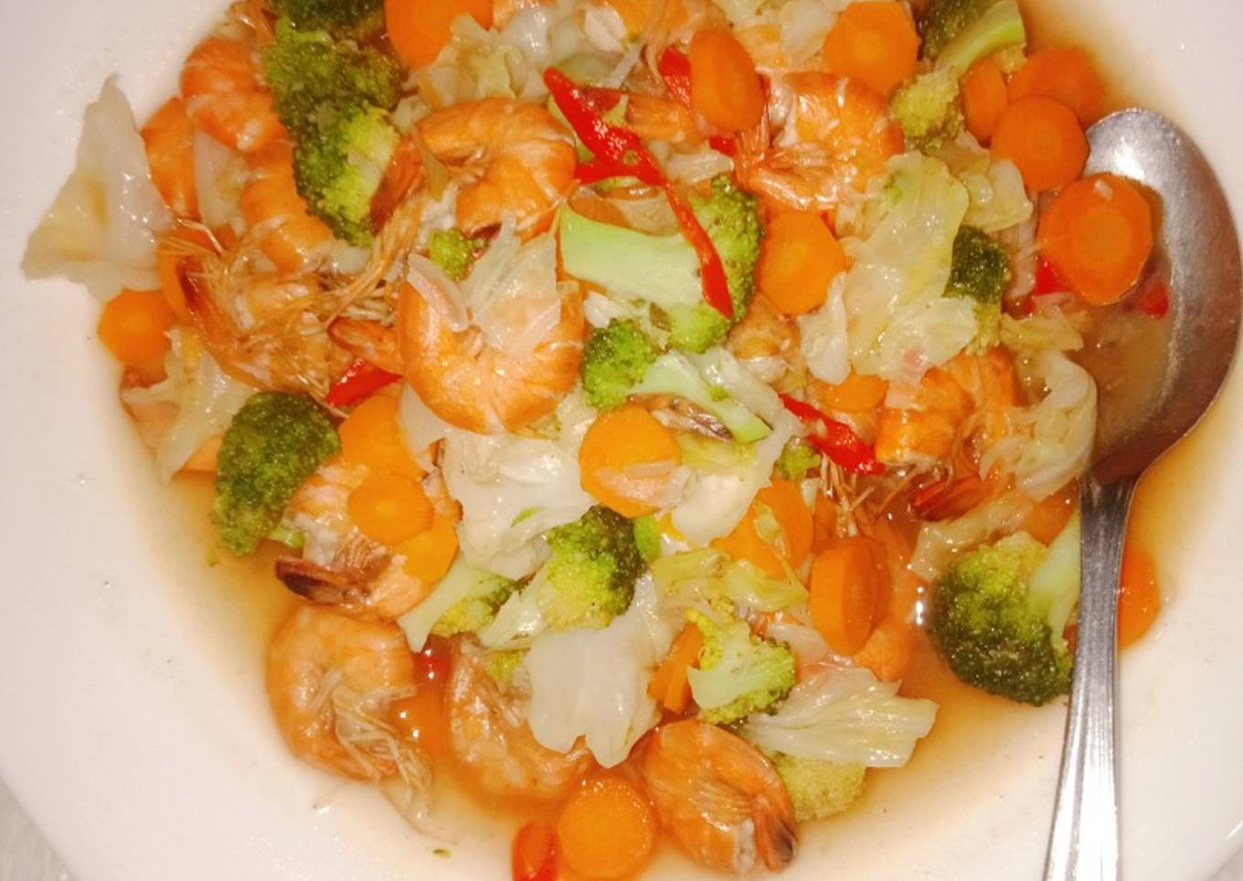 Capcay udang saus tiram