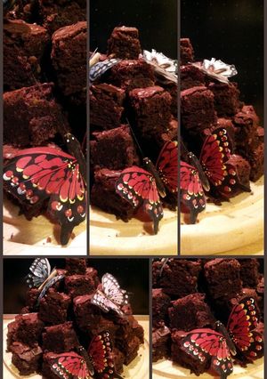 A picture of AMIEs Chocolate Brownies with Pistacchi.