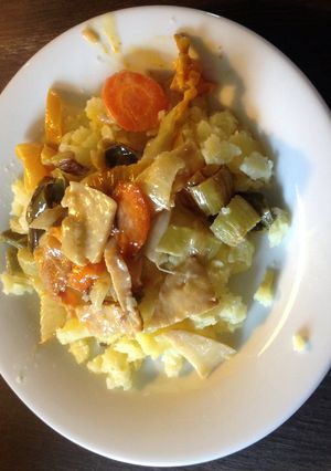 A picture of Vegetable Cream Dish With Rice.