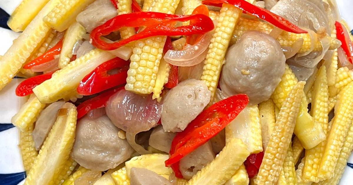 Resep Tumis Jagung Muda Bakso Oleh Kiki Karlina Cookpad