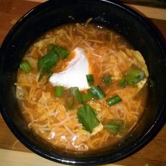 A picture of Mae's Tortilla soup.