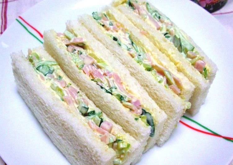 Simple Way to Make Homemade Chopped Ham ＆ Cucumber Sandwiches