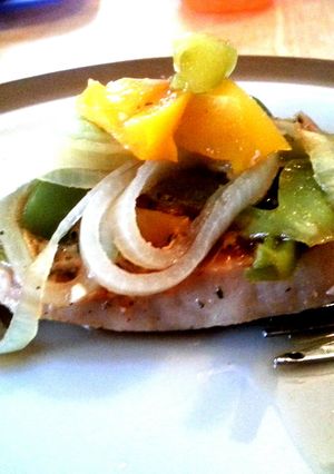 A picture of low calorie soy sauce and apricot pork chop hobos.
