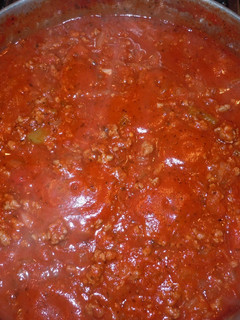 A picture of Grandma's spaghetti sauce.