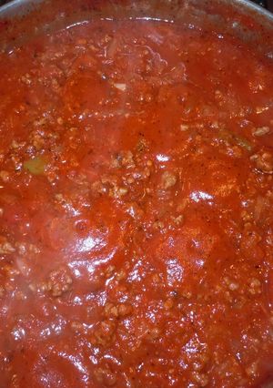 A picture of Grandma's spaghetti sauce.