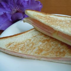 A picture of For Breakfast! Super Easy Ham and Cheese Toast Sandwich.