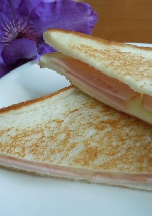A picture of For Breakfast! Super Easy Ham and Cheese Toast Sandwich.
