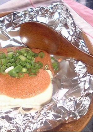 A picture of Delicious Grilled Tarako and Mayonnaise On Tofu.