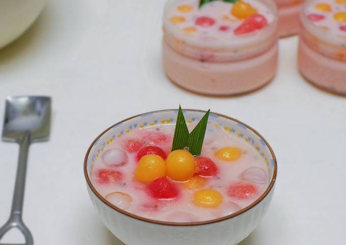 Es Buah Semangka Melon Selasih foto resep utama