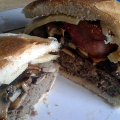 A picture of 'The Big Swiss' Aberdeen Angus Burger.