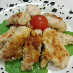 A picture of Super Easy Pan-Fried Chicken Tenderloins with Grated Cheese.