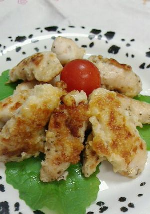 A picture of Super Easy Pan-Fried Chicken Tenderloins with Grated Cheese.