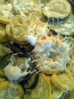 A picture of Parmesan baked squash and zucchini.