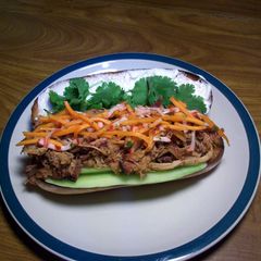 A picture of Banh Mi (Vietnamese Pulled Pork Sandwich).