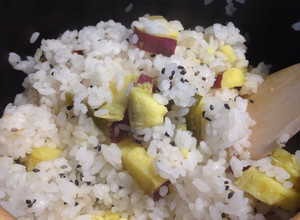 A picture of Japanese Sweet Potato Rice.