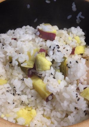 A picture of Japanese Sweet Potato Rice.