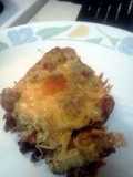 Cheesy Salami bread & corned beef w scrambled eggs!