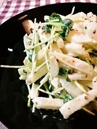 Easy Steps Make Recipes Asian Pear and Daikon Radish Sprout Salad the Delicious Perfect.
