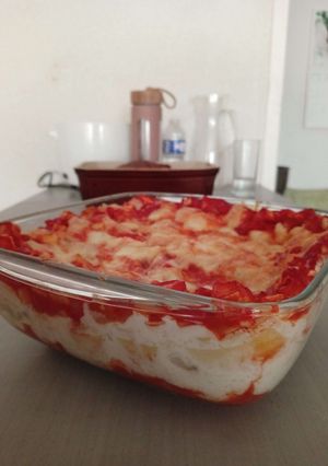 Une photo de Lasagnes courgette, tomate parmesan