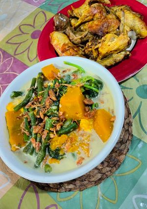 Foto resep Lodeh Santan Labu Kuning, Bayam, Kacang Panjang, dan Jagung