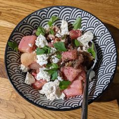 A picture of Rhubarb feta salad.