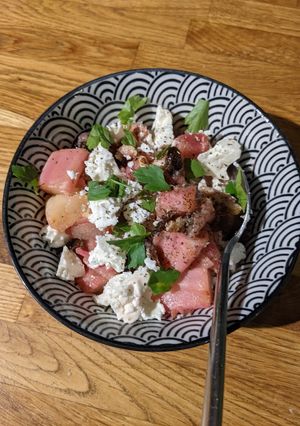 A picture of Rhubarb feta salad.