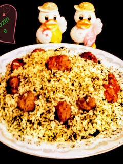 عکسی از دستور سبزی پلو با کوفته قلقلی