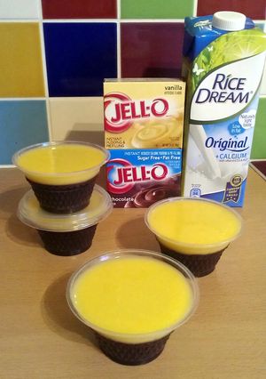 A picture of Vickys Alternative Milk Instructions for Jello Instant Pudding, Gluten, Dairy, Egg & Soy-Free, VEGAN.