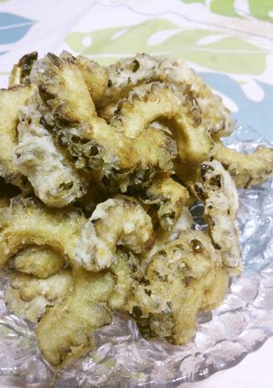 A picture of Deep-Fried Bitter Melon Seasoned with Garlic & Cheese.