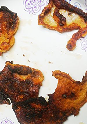 A picture of Fried chicken skins.
