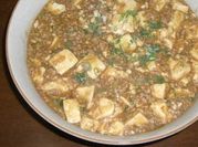 A picture of ground pork mapo tofu