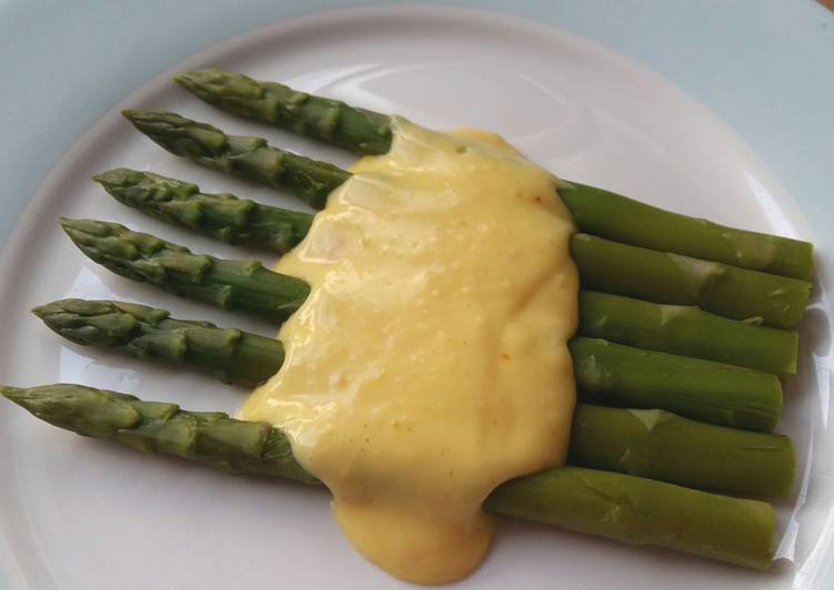 Recipe of Perfect Vickys Asparagus with Vegan Hollandaise Sauce, GF DF EF SF NF