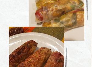 Una foto de Rollitos de pollo envuelto en obleas de arroz fritas